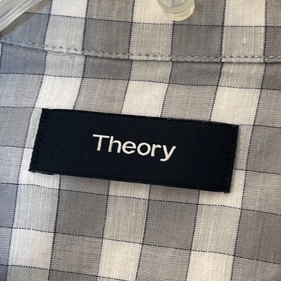 🆕 THEORY Button Up Plad Shirt Size M - Picture 4 of 5